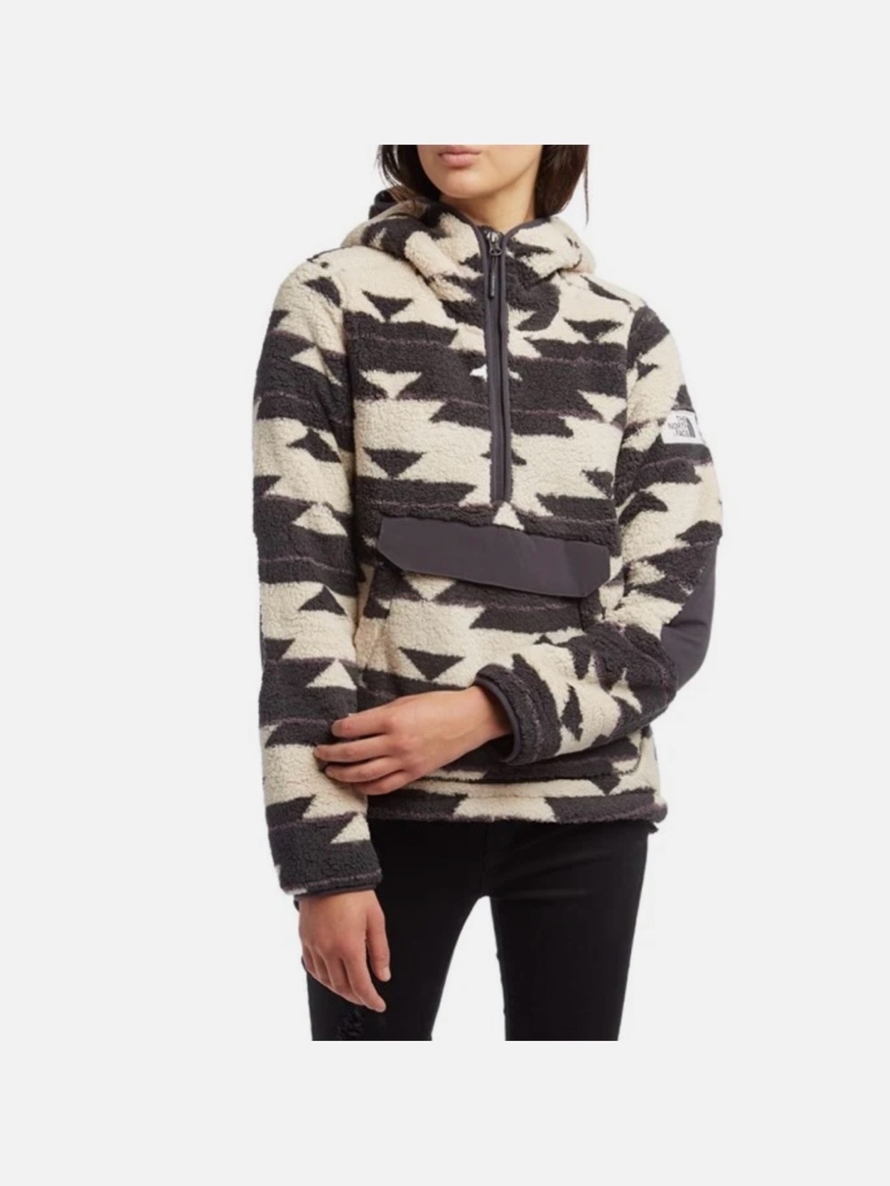 The North Face Women's Fleece Pullover Hoodie - Black & Cream Aztec